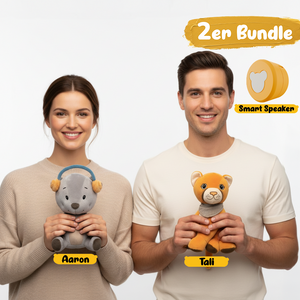 Lenabo Starter Kit 2er Bundle mit Lenabie Aaron (Bär) und Lenabie Tali (Puma) sowie Lenabo Smart Speaker – modulares, erweiterbares Audiosystem und smartes Spielsystem für Kinder von 0 bis 7+ Jahren, ab Geburt nutzbar, kompatibel mit allen Lenabies, steuerbar per App für Geschichten, Musik und Lerninhalte.