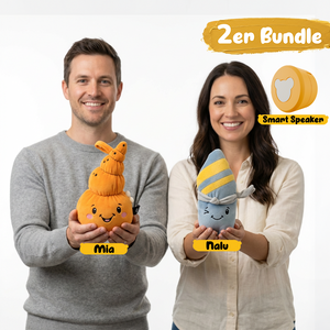 Lenabo Starter Kit 2er Bundle mit Lenabie Mia (Muschel) und Lenabie Nalu (Surfboard) sowie Lenabo Smart Speaker – modulares, erweiterbares Audiosystem und smartes Spielsystem für Kinder von 0 bis 7+ Jahren, ab Geburt nutzbar, kompatibel mit allen Lenabies, steuerbar per App für Geschichten, Musik und altersgerechte Lerninhalte.