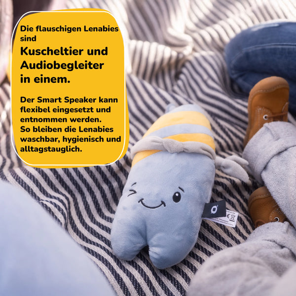 Lenabie Nalu (Surfboard) Kuscheltier als Audio- und Kuschelbegleiter – Smart Speaker flexibel entnehmbar, waschbar und alltagstauglich, mitwachsendes Smart Toy von 0–7 Jahren