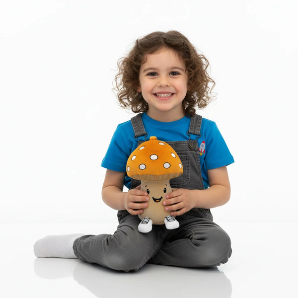 Lenabie Felix (Pilz) Kuscheltier für Babys und Kleinkinder – nutzbar mit dem Lenabo Smart Speaker, mitwachsendes Audio-Spielzeug von 0–7 Jahren